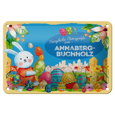 Cartel de chapa Pascua Saludos de Pascua 18x12cm Regalo ANNABERG-BUCHHOLZ