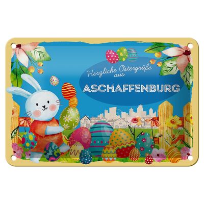 Cartel de chapa Pascua Saludos de Pascua 18x12cm ASCHAFFENBURG regalo
