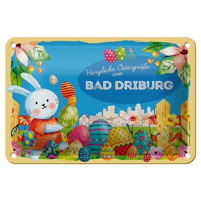 Plaque en étain Pâques Salutations de Pâques 18x12cm BAD DRIBURG cadeau