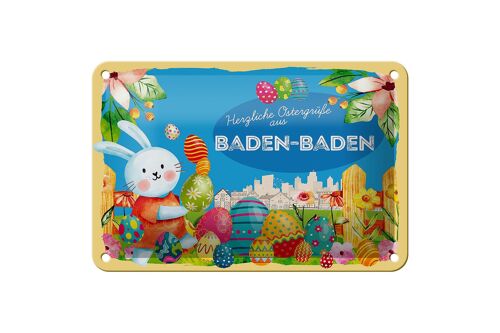 Blechschild Ostern Ostergrüße 18x12cm BADEN-BADEN Geschenk