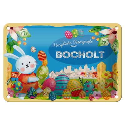 Cartel de chapa Pascua Saludos de Pascua 18x12cm BOCHOLT decoración de regalo