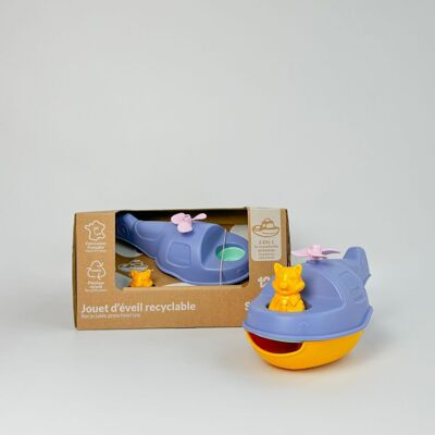 Jouet de bain et plage, Hélicoptère 2-en-1 transformable en bateau, Made in France en plastique recyclé, Cadeau 1-5 ans, Pâques, Bleu