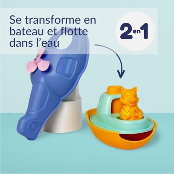 Le Jouet Simple, Hélicoptère 2-en-1 et Figurine, Jouet Éducatif pour Le Bain, Fabriqué en France, 100% Plastique Recyclé et Recyclable, Lavable Lave-vaisselle, Cadeau Enfants Filles et Garçons Dès 1 An, Bleu 3