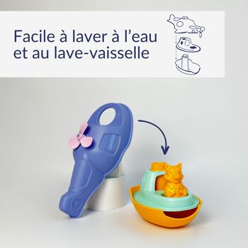 Le Jouet Simple, Hélicoptère 2-en-1 et Figurine, Jouet Éducatif pour Le Bain, Fabriqué en France, 100% Plastique Recyclé et Recyclable, Lavable Lave-vaisselle, Cadeau Enfants Filles et Garçons Dès 1 An, Bleu 4