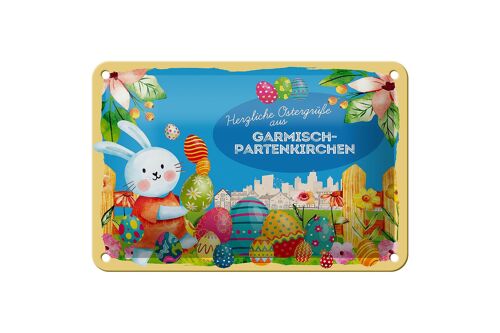 Blechschild Ostern Ostergrüße 18x12cm GARMISCH-PARTENKIRCHEN Geschenk