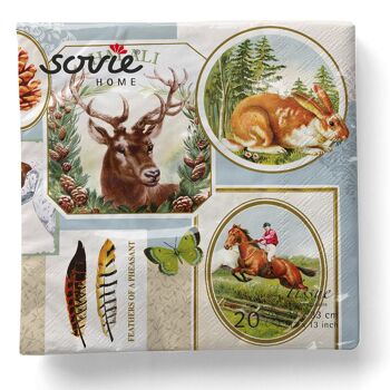 Serviette jetable Fritz en tissu 33 x 33 cm, 20 pièces - chasse aux animaux de la forêt 5