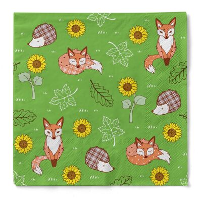 Disposable napkin Florian in green made of tissue 33 x 33 cm, 20 pieces