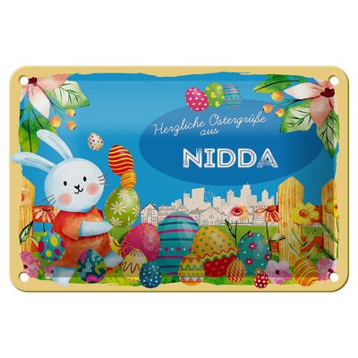 Targa in metallo Pasqua Auguri di Pasqua 18x12 cm Regalo NIDDA decorazione FEST