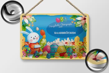 Plaque en tôle Pâques Salutations de Pâques 18x12cm SAARBRÜCKEN décoration cadeau 2