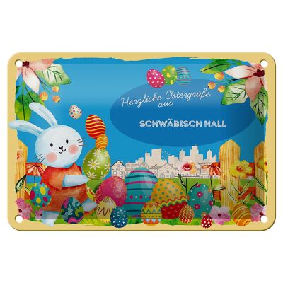 Blechschild Ostern Ostergrüße 18x12cm SCHWÄBISCH HALL Geschenk Deko