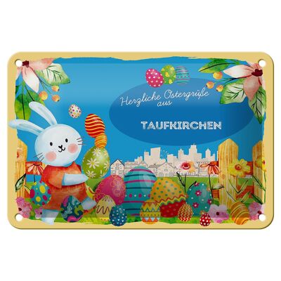 Cartel de chapa Pascua Saludos de Pascua 18x12cm TAUFKIRCHEN decoración de regalo