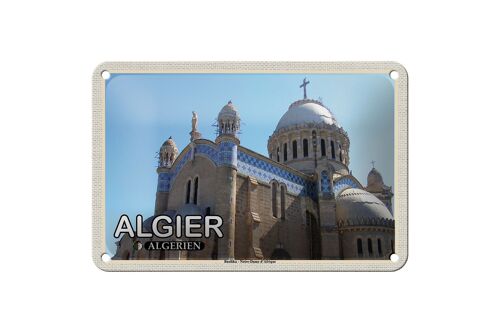 Blechschild Reise 18x12cm Algier Algerien Basilika Notre-Dame Schild