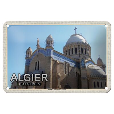 Cartel de chapa de viaje, 18x12cm, Argel, Argelia, Basílica, cartel de Notre-Dame