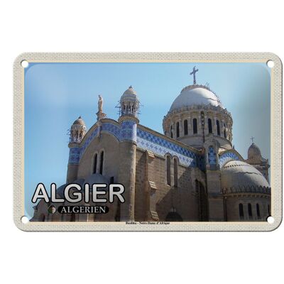 Blechschild Reise 18x12cm Algier Algerien Basilika Notre-Dame Schild
