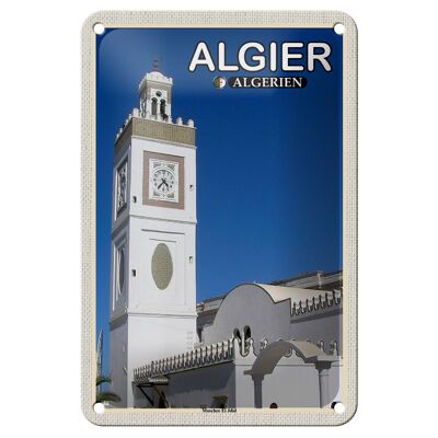 Cartel de chapa de viaje, 12x18cm, Argel, Argelia, mezquita, El Jdid