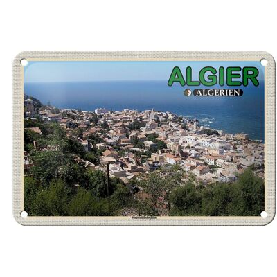 Blechschild Reise 18x12cm Algier Algerien Stadtteil Bologhine Schild