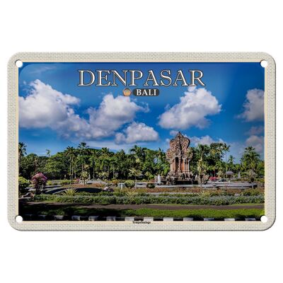 Cartel de chapa de viaje, 18x12cm, DENPASAR, Bali, complejo de templos, decoración de pared