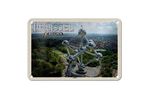 Blechschild Reise 18x12cm Brüssel Belgien Atomium Geschenk Schild