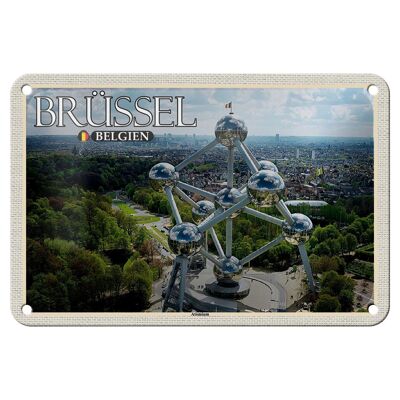 Blechschild Reise 18x12cm Brüssel Belgien Atomium Geschenk Schild