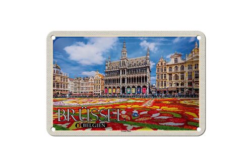 Blechschild Reise 18x12cm Brüssel Belgien Grand Place Deko Schild