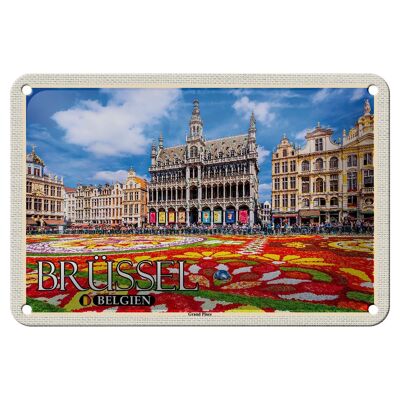 Targa in metallo da viaggio 18x12 cm Bruxelles Belgio Grand Place Targa decorativa