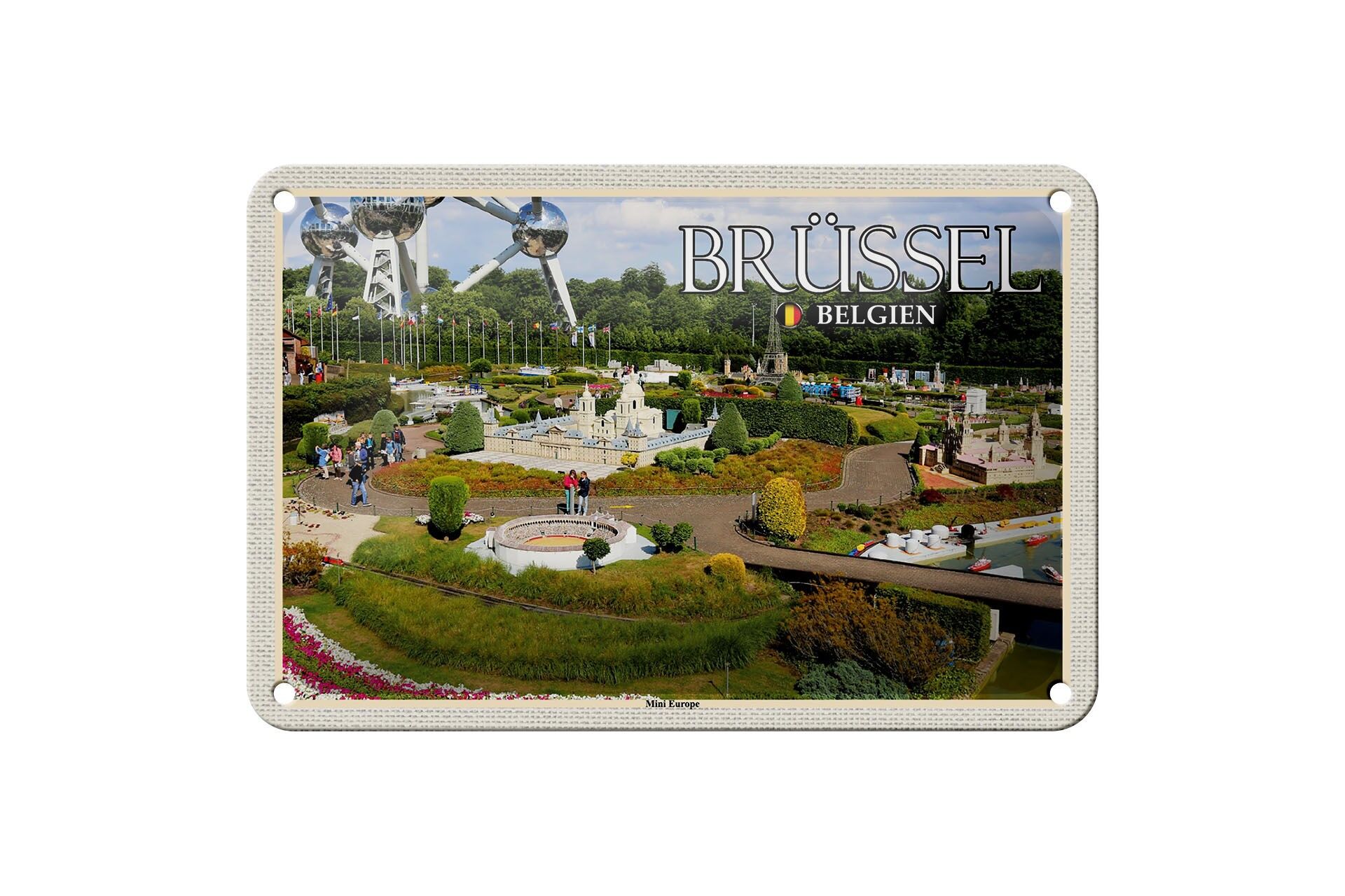 Targa in metallo da viaggio 18x12 cm Bruxelles Belgio Mini Europa Targa decorativa