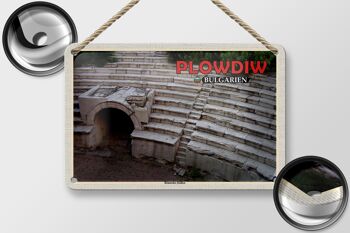 Panneau de voyage en étain, 18x12cm, signe du stade romain de Plovdiv, bulgarie 2