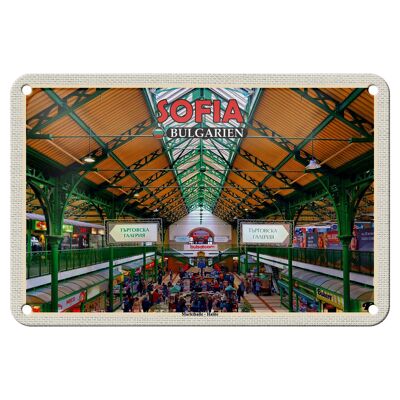 Tin Sign Travel 18x12cm Sofia Bulgaria Market Hall Halite Sign