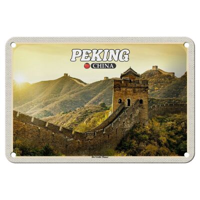 Targa in metallo da viaggio 18x12 cm Pechino Cina Targa decorativa della Grande Muraglia