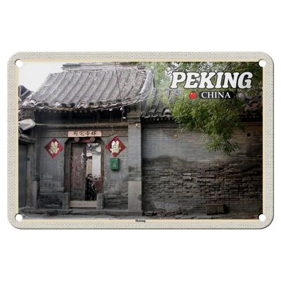 Targa in metallo da viaggio 18x12 cm, cartello decorativo regalo Hutong di Pechino, Cina