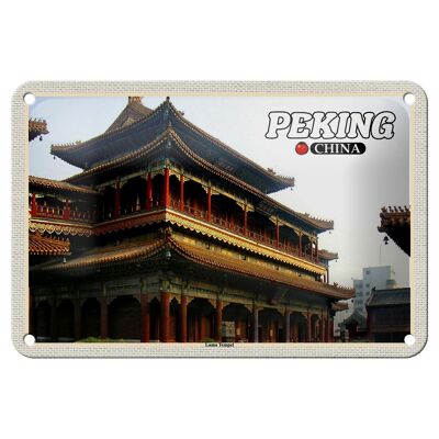 Cartel de chapa de viaje, 18x12cm, Beijing, China, Templo Lama, cartel de regalo