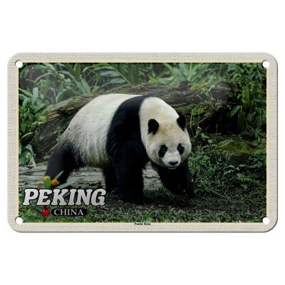 Blechschild Reise 18x12cm Peking China Panda Haus Geschenk Schild