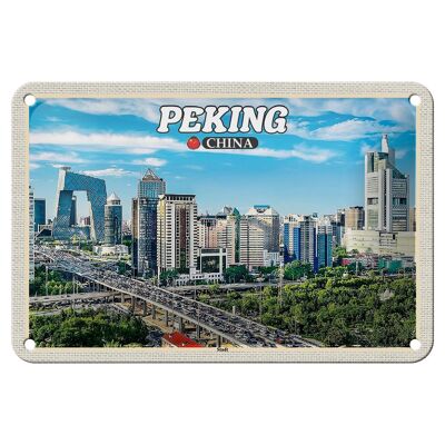 Blechschild Reise 18x12cm Peking China Stadt Hochhäuser Skyline