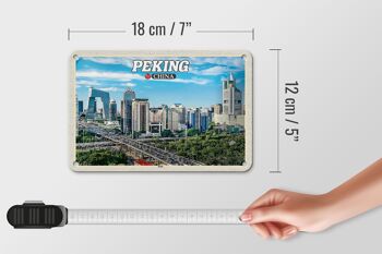 Signe de voyage en étain, 18x12cm, gratte-ciel de la ville de pékin, chine, horizon 5