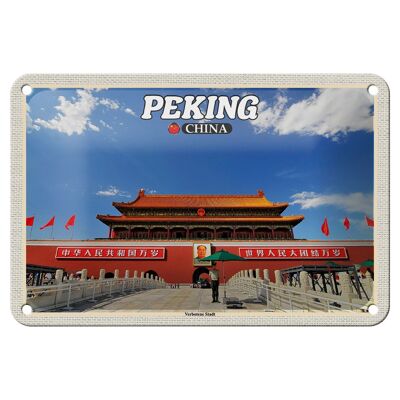 Targa in metallo da viaggio 18x12 cm Pechino Cina Città Proibita Cartello decorativo