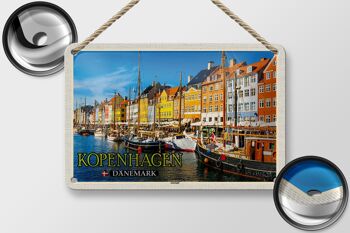 Panneau de voyage en étain 18x12cm, panneau de bateaux de la vieille ville de copenhague, danemark 2