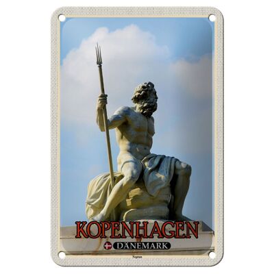 Tin Sign Travel 12x18cm Copenhagen Denmark Neptune Statue Sign