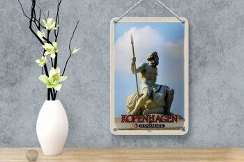 Signe de voyage en étain, 12x18cm, Copenhague, danemark, Statue de Neptune 4