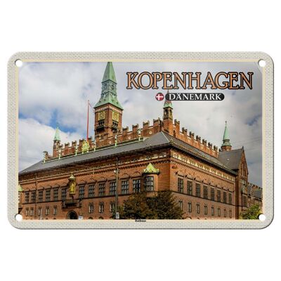 Targa in metallo da viaggio 18x12 cm Copenhagen Danimarca Cartello decorativo del municipio