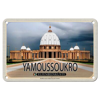 Blechschild Reise 18x12cm Yamoussoukro Elfenbeinküste Basilika Deko