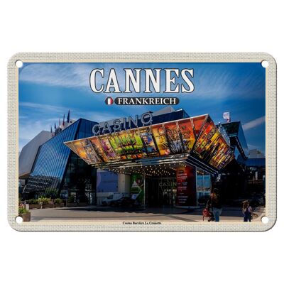 Cartel de chapa de viaje, 18x12cm, Cannes, Francia, Casino Barrière, decoración