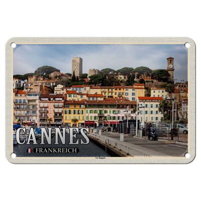 Cartel de chapa viaje 18x12cm Cannes Francia Barrio Le Suquet