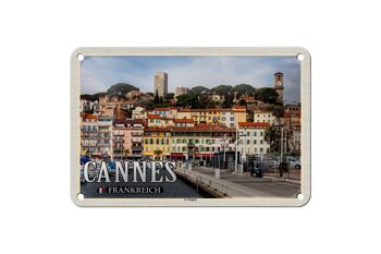 Plaque tôle voyage 18x12cm Cannes France Quartier Le Suquet 1
