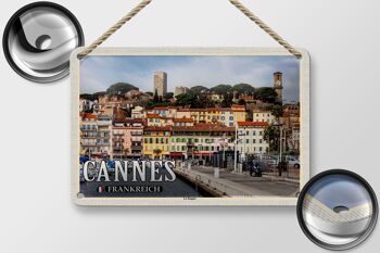 Plaque tôle voyage 18x12cm Cannes France Quartier Le Suquet 2