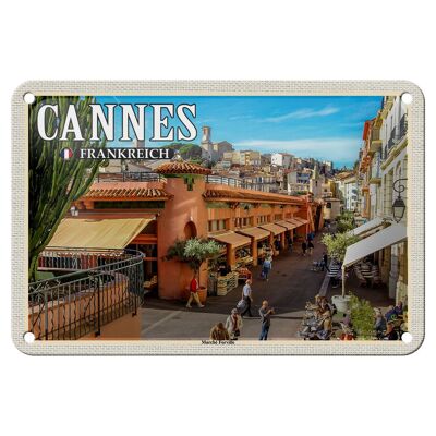 Cartel de chapa de viaje, 18x12cm, Cannes, Francia, Marché Forville