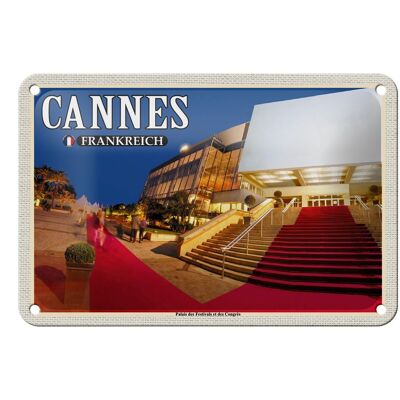 Blechschild Reise 18x12cm Cannes Frankreich Palais Festivals Congrès