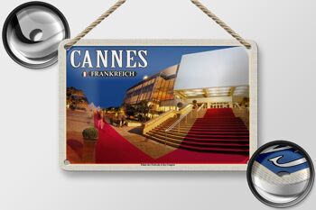Plaque en tôle Voyage 18x12cm Cannes France Palais Festivals Congrès 2