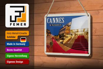 Plaque en tôle Voyage 18x12cm Cannes France Palais Festivals Congrès 3