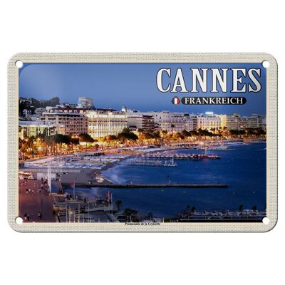 Cartel de chapa de viaje 18x12cm Cannes Francia Promenade la Croisette