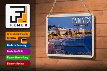 Plaque en tôle Voyage 18x12cm Cannes France Promenade la Croisette 3
